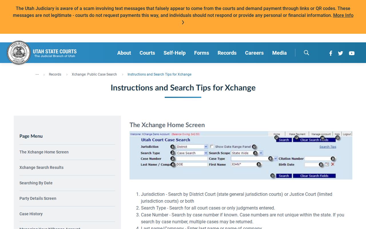 Summit County criminal court case Xchange search fields