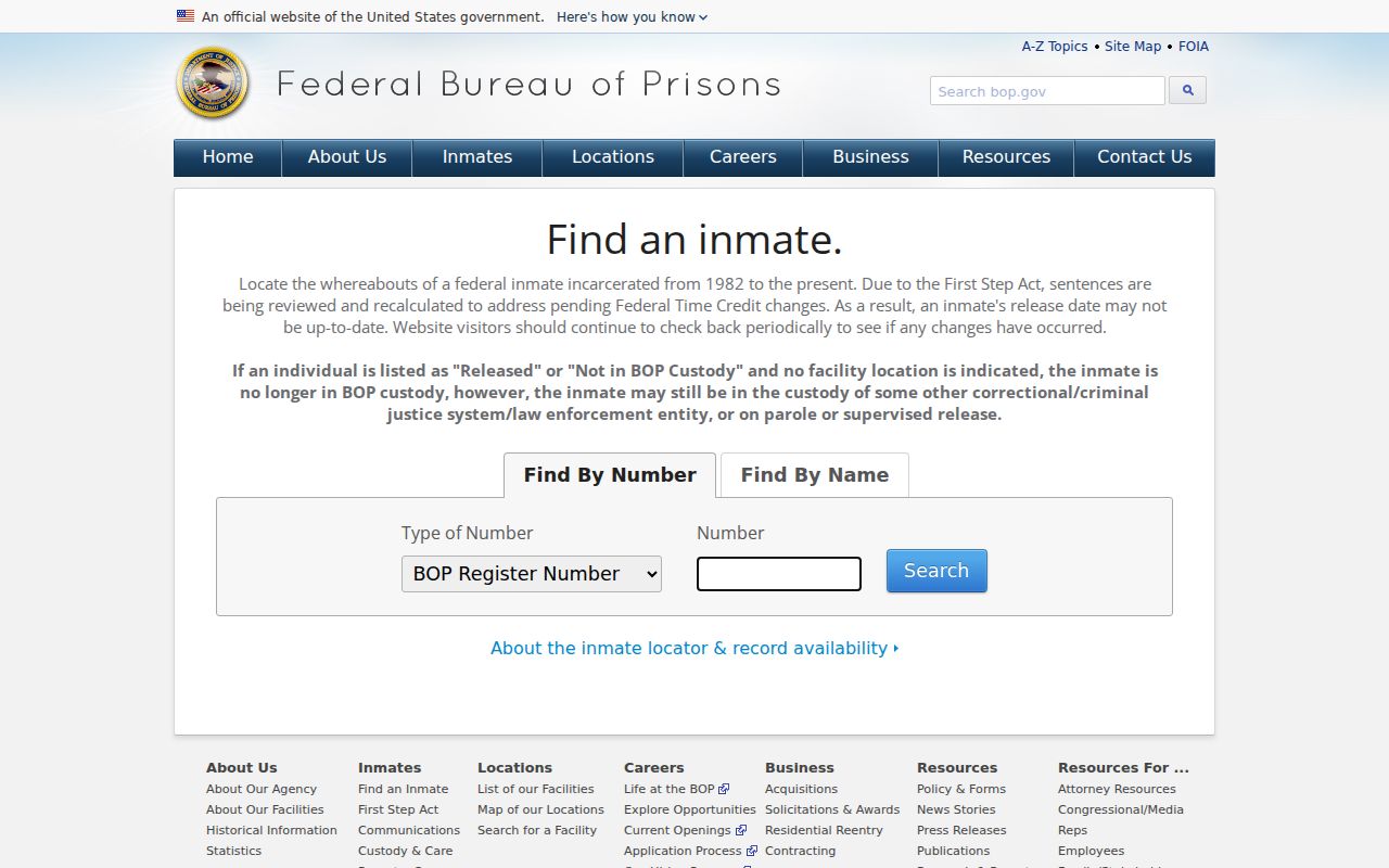 Francis criminal history federal inmate locator fields