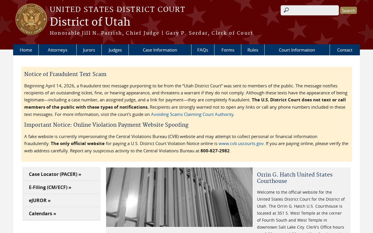 Kamas criminal history federal district courthouse information